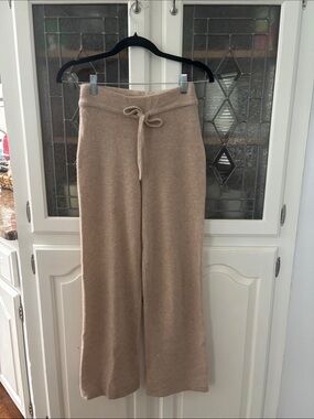 Babaton Cashmere Neutral Knit Wide-Leg Lounge Pants